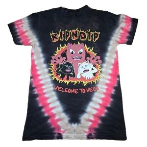Rare Ripndip Dark Side Nerm Cat Welcome To Heck Red & Black Tie Dye Shirt Size S